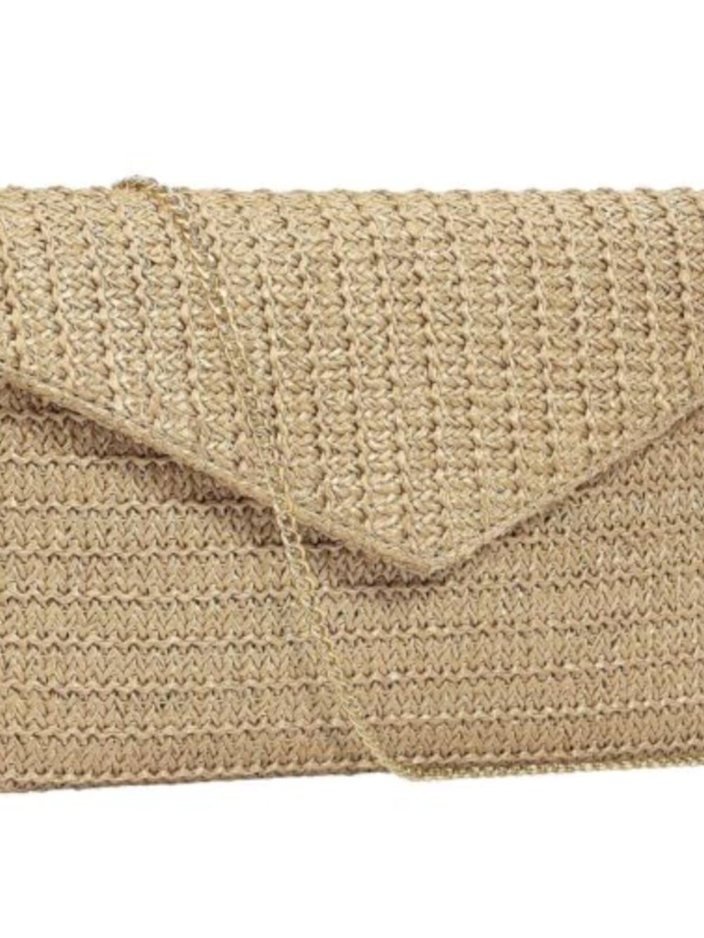 Woven Straw Clutch Purse for Women, Envelope Evening Handbag with Chain,